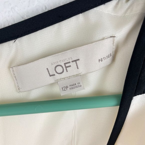 Loft Black White Sheath Dress Knit Bottom Back Zip Sz 12P NWT - Picture 3 of 8